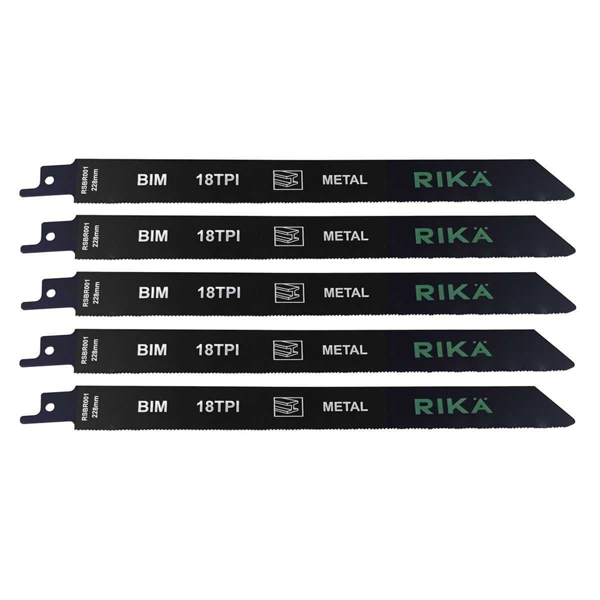Rikä 228mm 18 TPI Bi-Metal Reciprocating Saw Blades for Metal - Pack of 5 - Type S1122EF